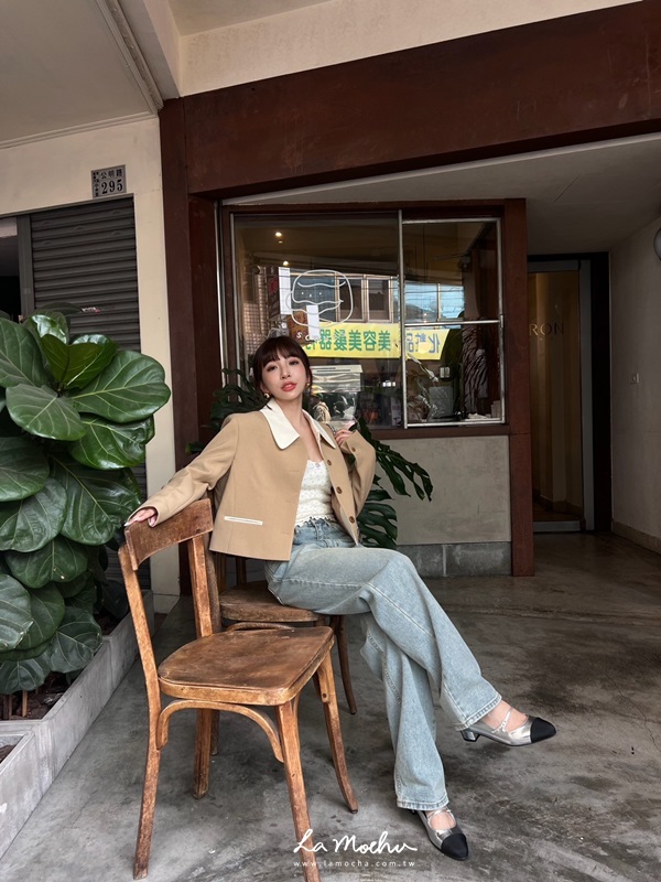 復古撞色短版西裝外套(闆娘.花花清單)